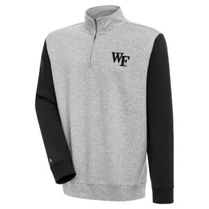 Men's Antigua  Heather Gray Wake Forest Demon Deacons Victory Quarter-Zip Pullover Top