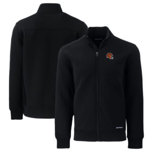 Men's Cutter & Buck Black Cincinnati Bengals Helmet Roam Eco Recycled Full-Zip Jacket