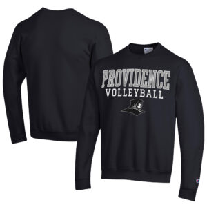 Men's Champion  Black Providence Friars Stacked Logo Volleyball Eco Powerblend Pullover Sweatshirt
