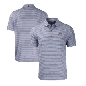 Men's Cutter & Buck  Heather Navy Atlanta Braves Stars & Stripes Forge Eco Heather Stripe Stretch Recycled Polo
