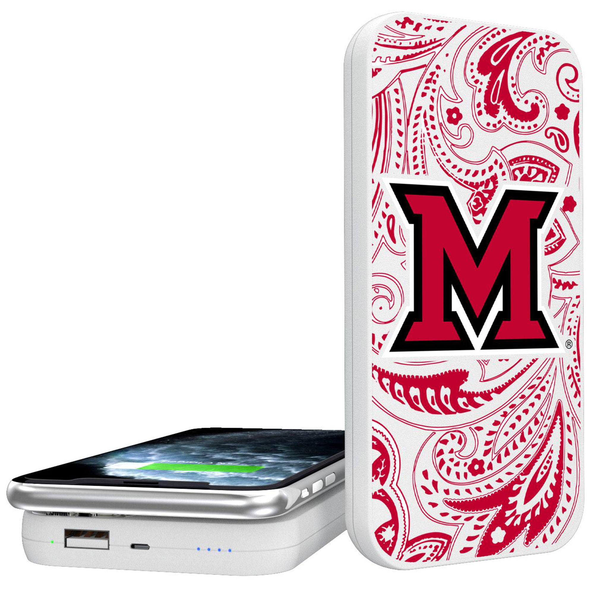 Keyscaper White Miami University RedHawks 5000mAh Wireless Power Bank