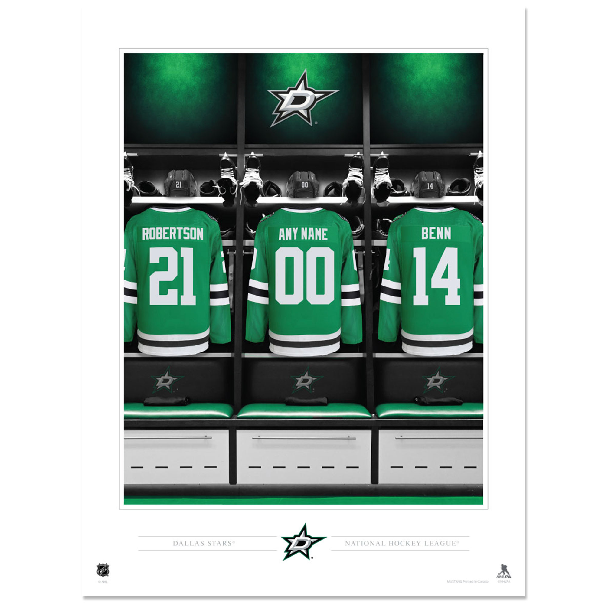 Dallas Stars 12" x 16" Personalized Locker Room Photo Print