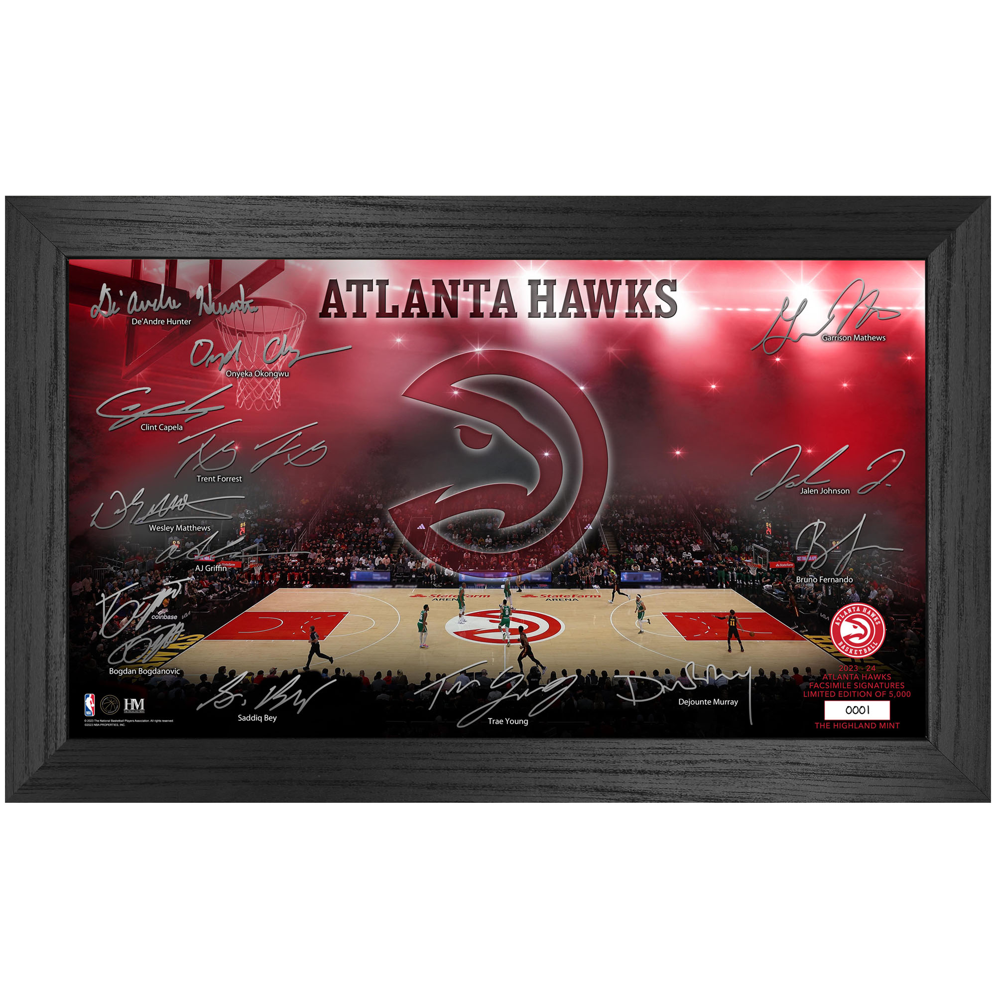 Highland Mint Atlanta Hawks 2023-24 Season 12'' x 20'' Signature Court Photo