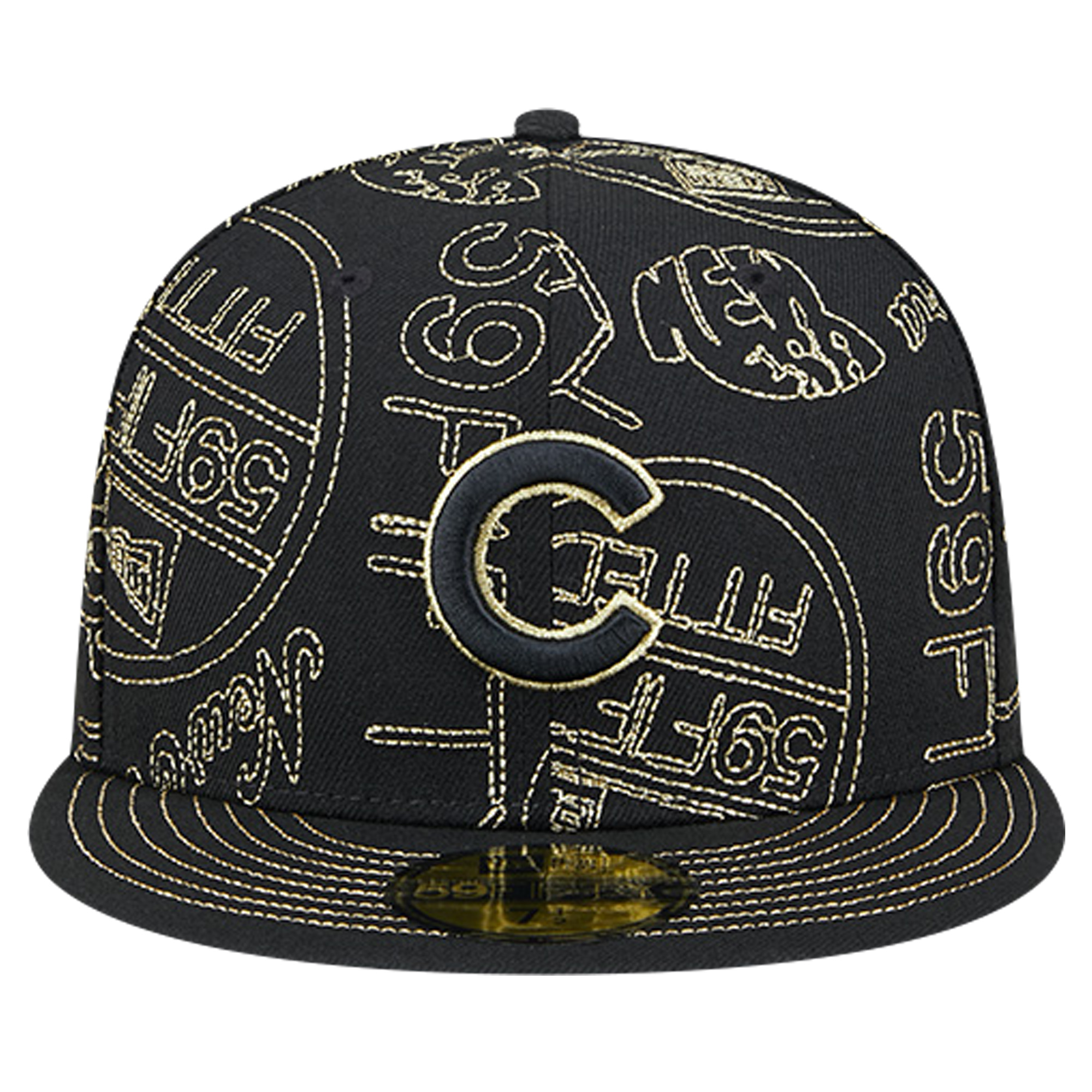 Men's New Era Black Chicago Cubs 59FIFTY Day Allover Fitted Hat - Image 3