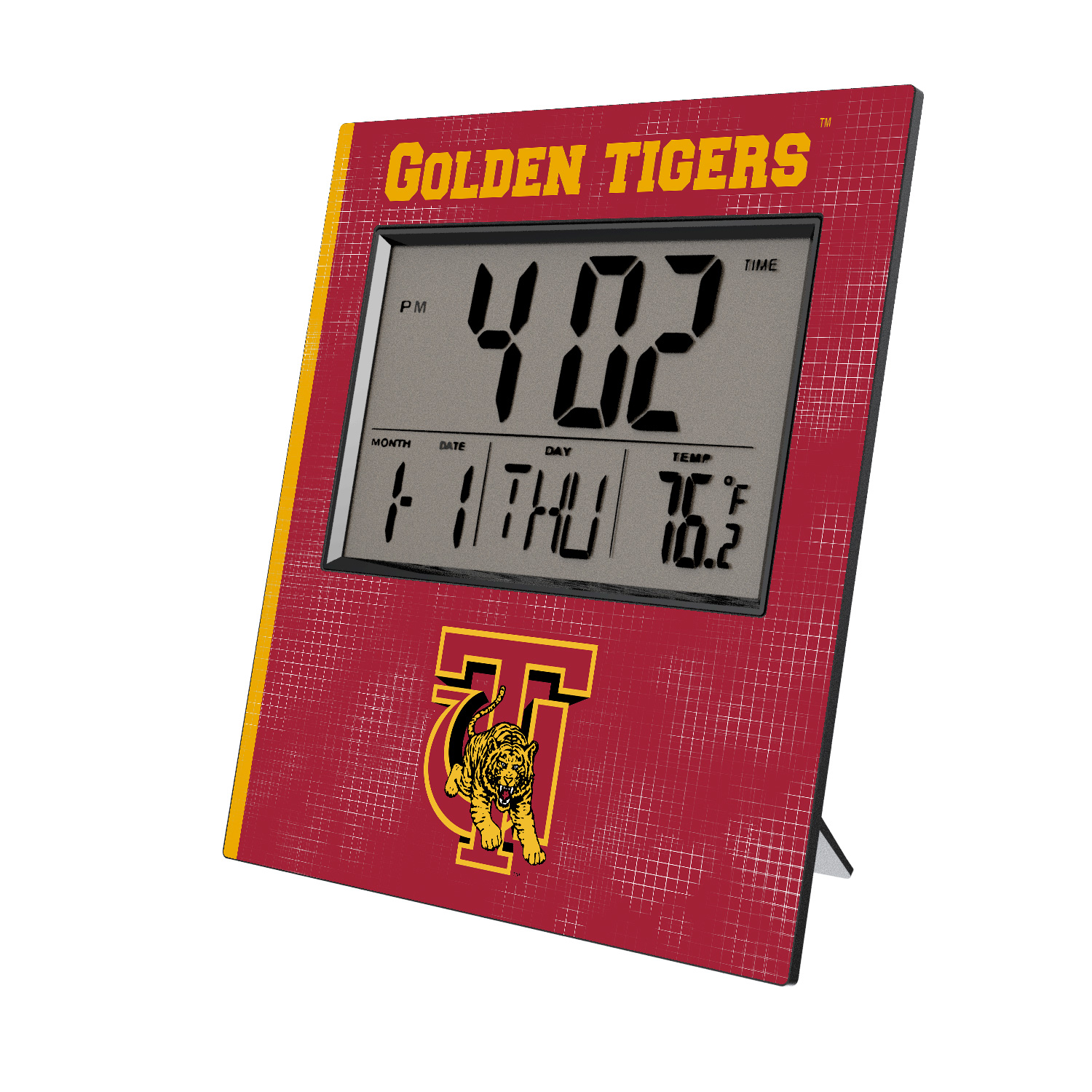Keyscaper Tuskegee Golden Tigers Cross Hatch Digital Desk Clock