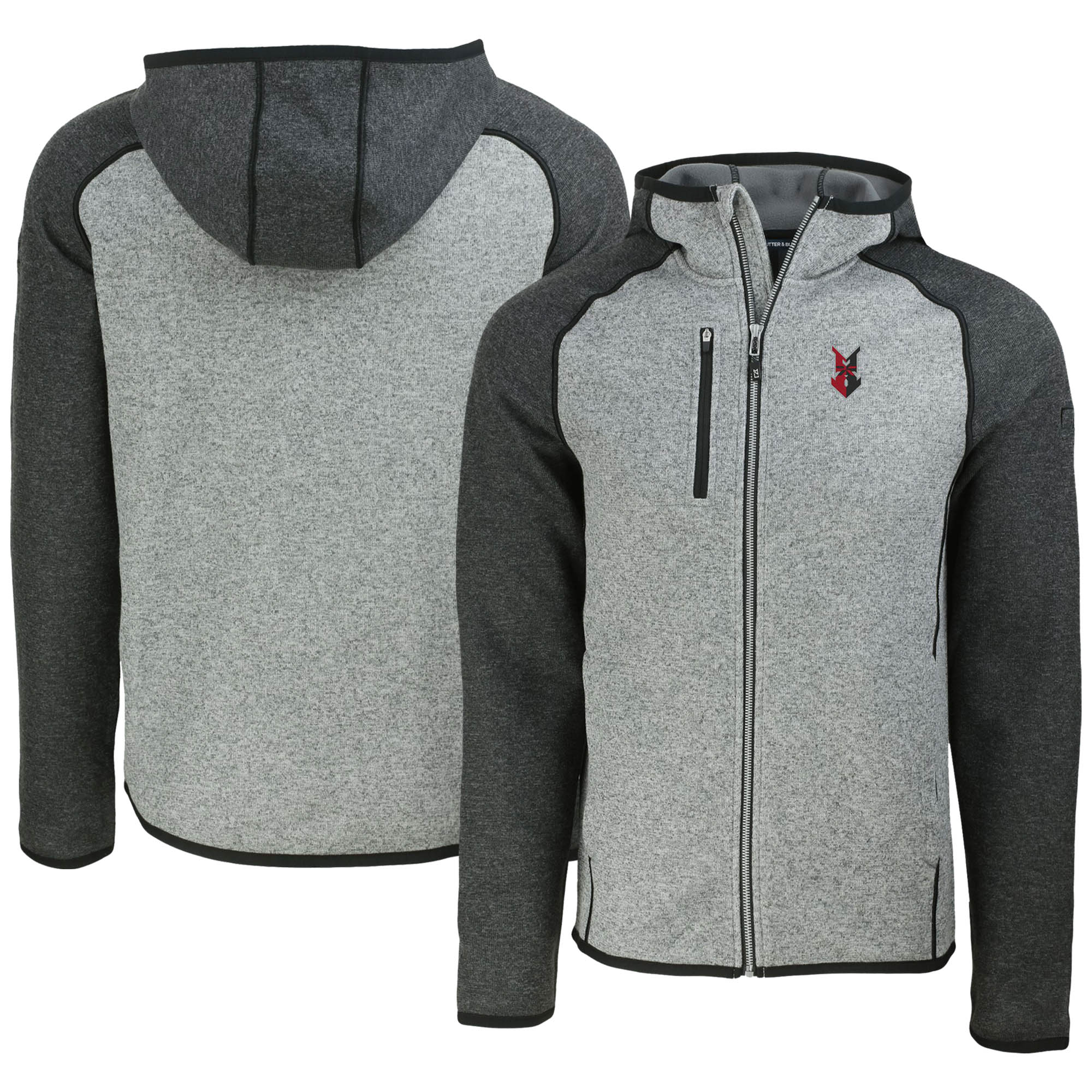 Men's Cutter & Buck Heather Gray/Heather Charcoal Indianapolis Indians Mainsail Raglan Full-Zip Hoodie