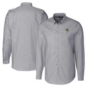 Men's Cutter & Buck  Charcoal Greensboro Grasshoppers Big & Tall Oxford Stretch Long Sleeve Button-Down Dress Shirt