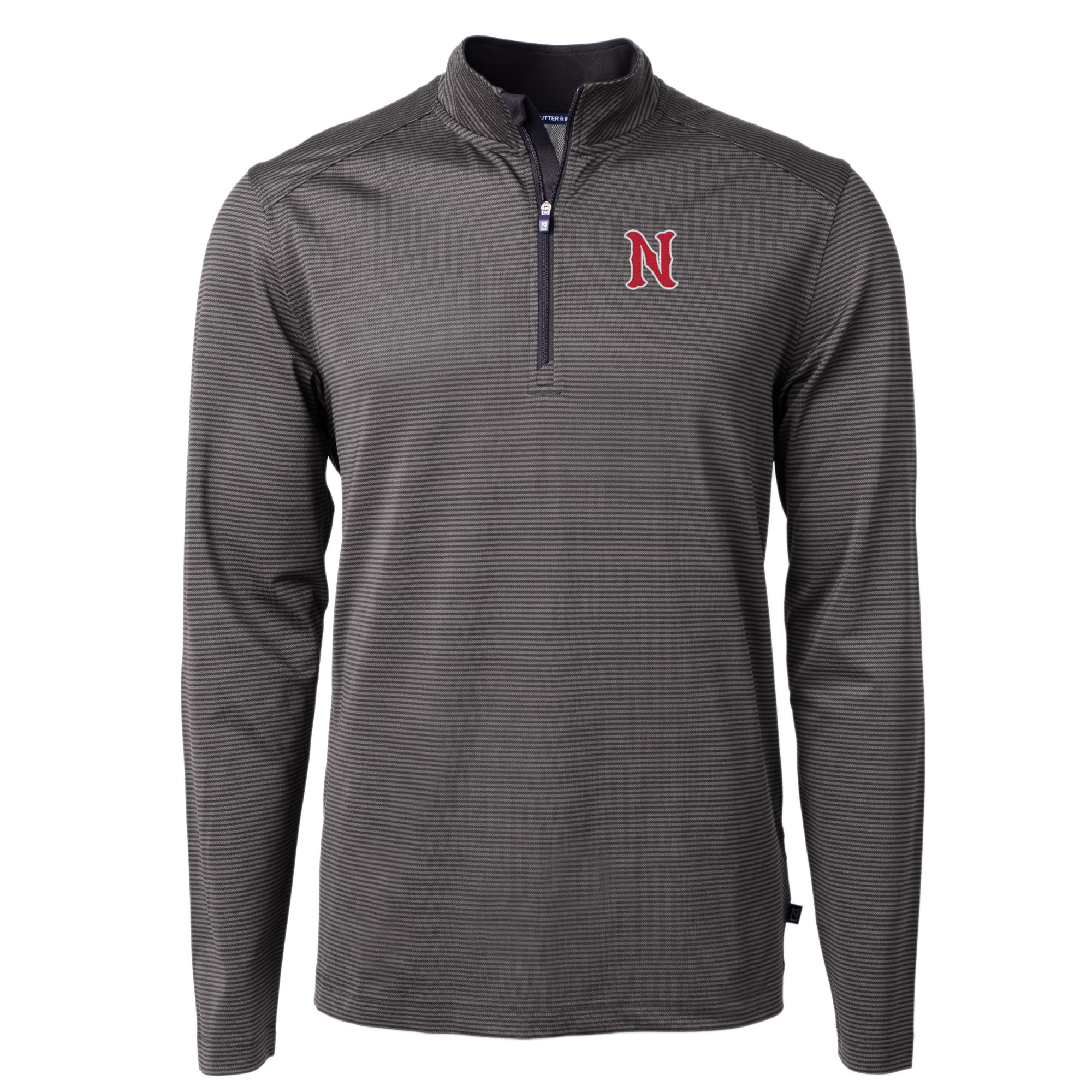 Men's Cutter & Buck Black Nashville Sounds Big & Tall Virtue Eco Pique Micro Stripe Recycled Quarter-Zip Pullover - Image 3
