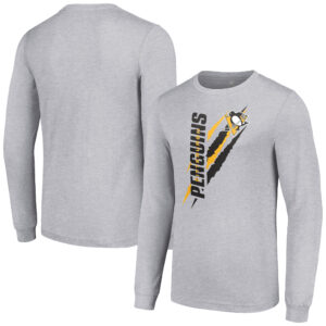 Men's Starter Heather Gray Pittsburgh Penguins Color Scratch Long-Sleeve T-Shirt