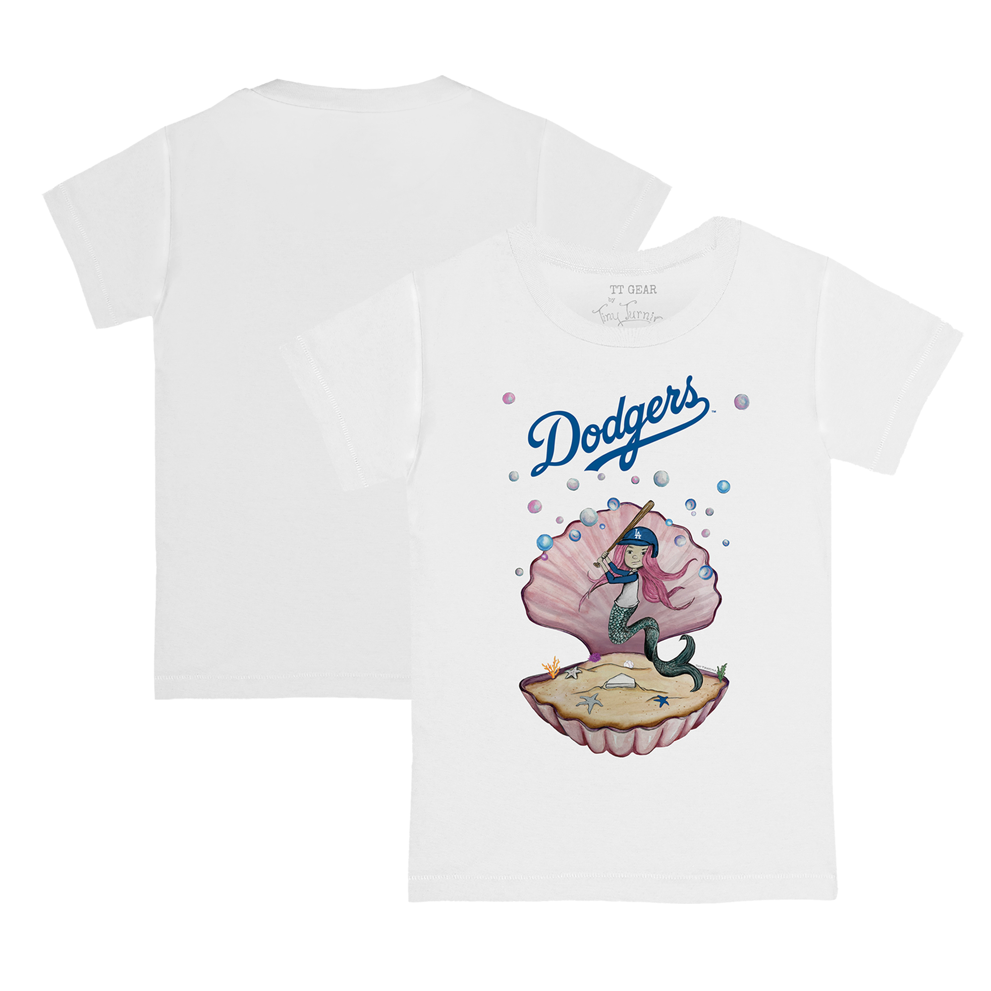 Youth Tiny Turnip White Los Angeles Dodgers Mermaid T-Shirt - Image 5