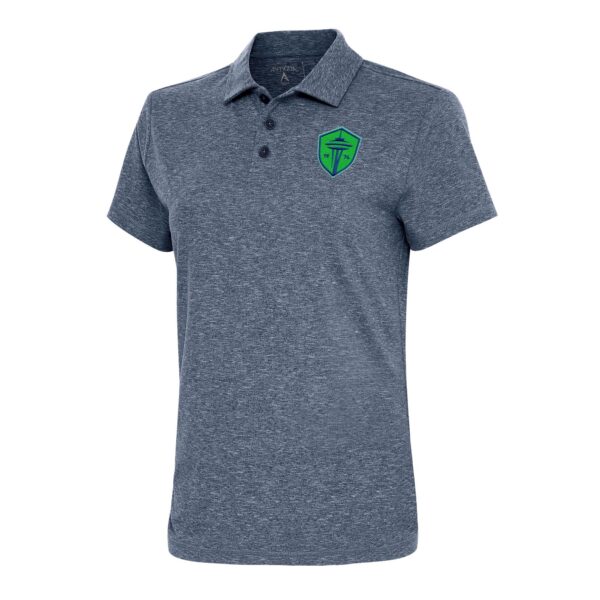 Women's Antigua Heather Navy Seattle Sounders FC Motivated Polo