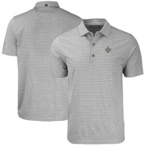 Men's Cutter & Buck Gray New Orleans Saints  Forge Eco Heathered Stripe Stretch Recycled Polo