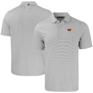 Men's Cutter & Buck Gray/White Washington Commanders  Forge Eco Double Stripe Stretch Recycled Polo