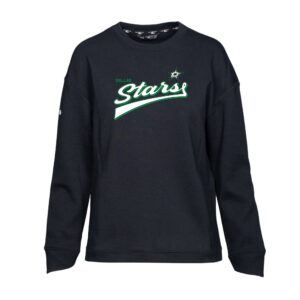 Women's Levelwear Black Dallas Stars Fiona Retro Script Pullover Sweatshirt