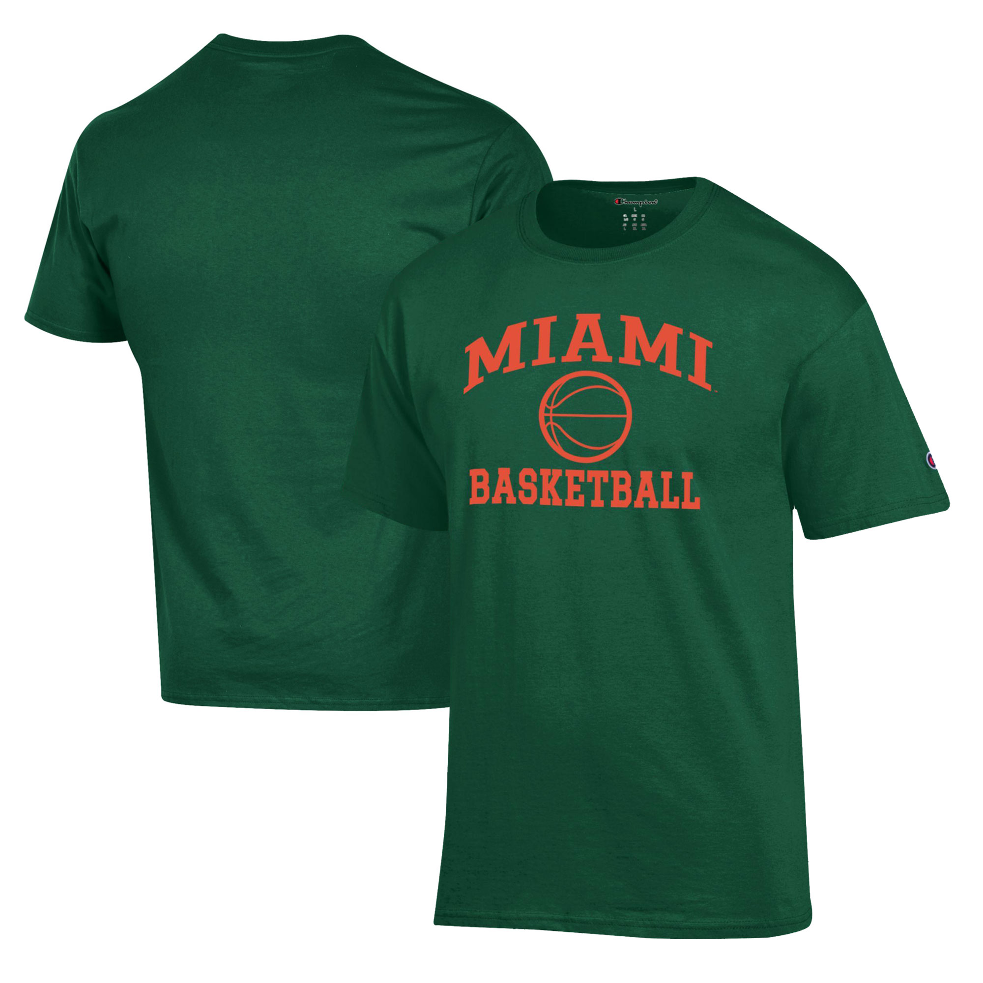 Men's Champion Green Miami Hurricanes Basketball Icon T-Shirt - Image 2