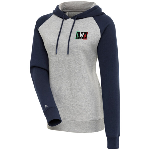 Women's Antigua  Heather Gray LWO Victory Raglan Pullover Hoodie