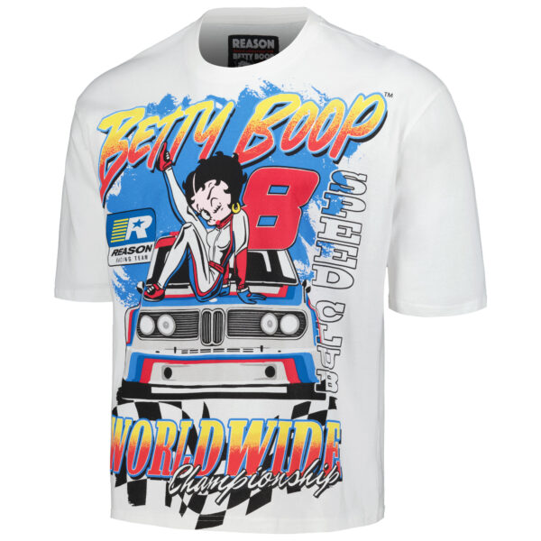 Unisex Reason White Betty Boop Racing Graphic Box T-Shirt - Image 6