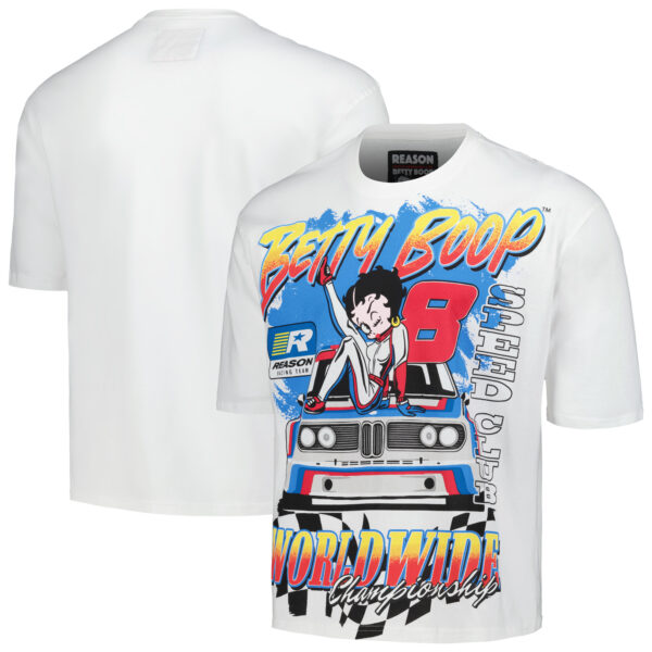 Unisex Reason White Betty Boop Racing Graphic Box T-Shirt
