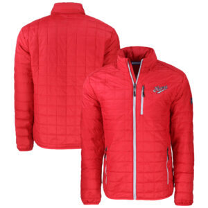 Men's Cutter & Buck  Red Dayton Flyers Vault Rainier PrimaLoft Eco Insulated Full-Zip Puffer Jacket