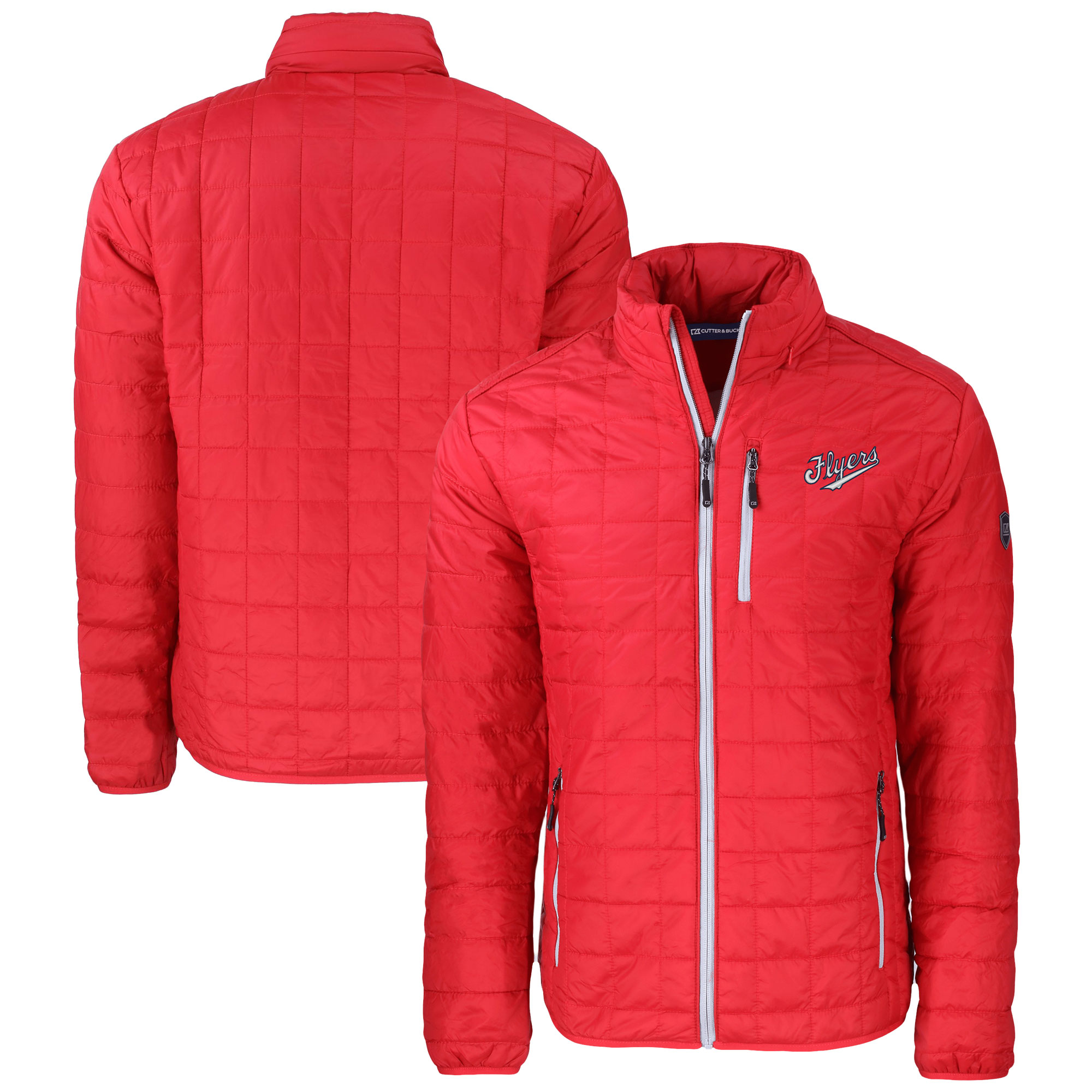 Men's Cutter & Buck Red Dayton Flyers Vault Rainier PrimaLoft Eco Insulated Full-Zip Puffer Jacket