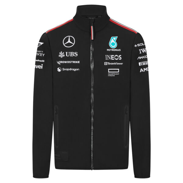 Men's Black Mercedes-AMG Petronas F1 Team 2024 Team Replica Softshell Full-Zip Jacket - Image 6