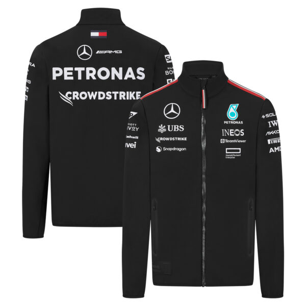 Men's Black Mercedes-AMG Petronas F1 Team 2024 Team Replica Softshell Full-Zip Jacket
