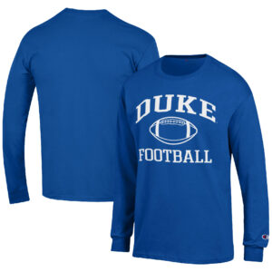 Men's Champion Royal Duke Blue Devils Football Icon Long Sleeve T-Shirt