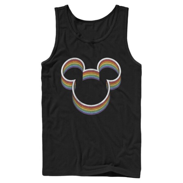 Men's Mad Engine  Black Mickey & Friends Rainbow Ears Graphic Tank Top
