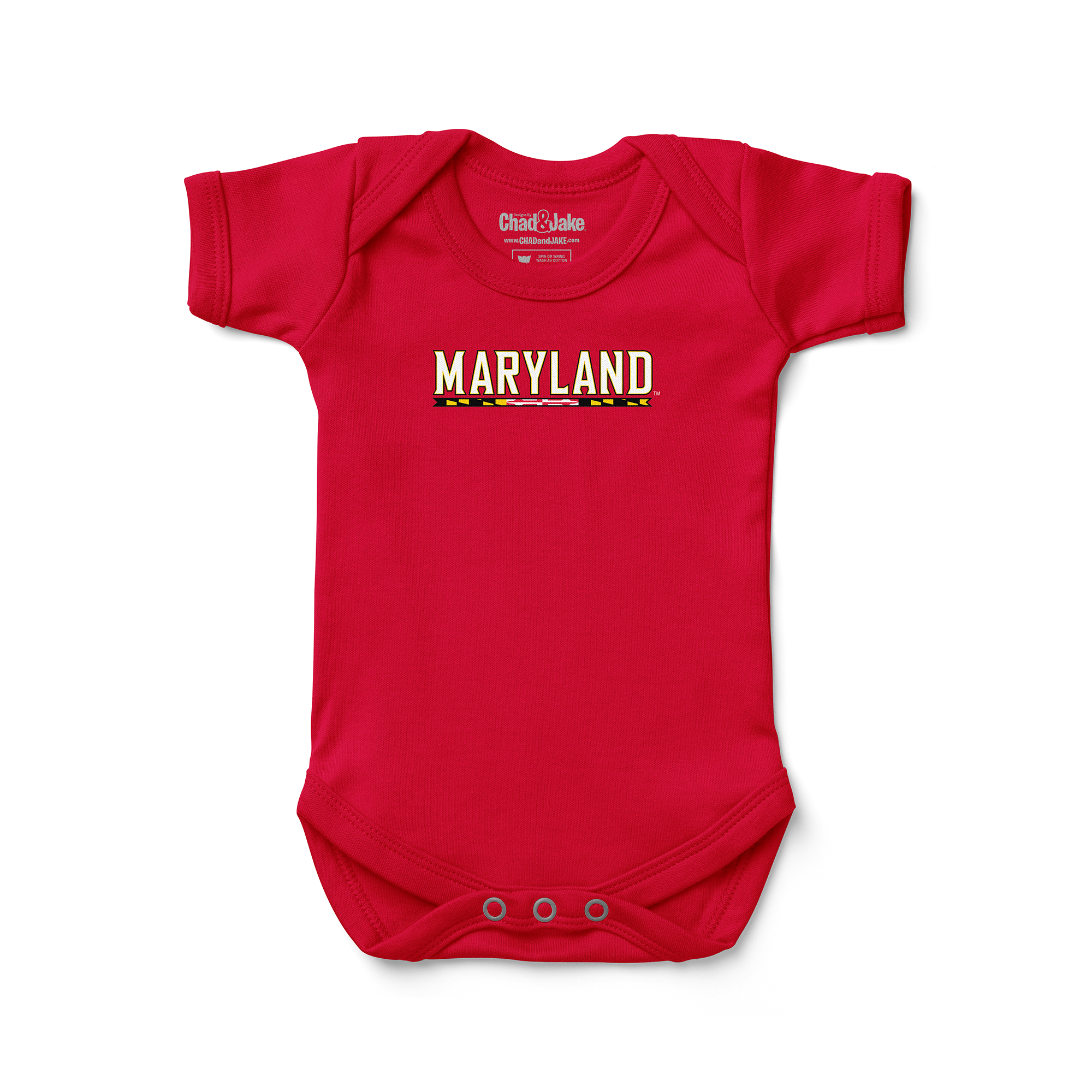 Infant Chad & Jake Red Maryland Terrapins Wordmark Bodysuit