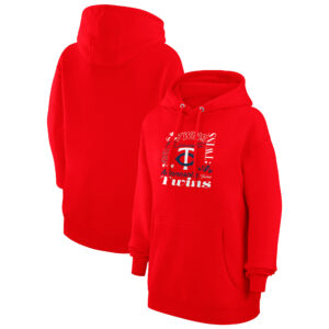 Women's G-III 4Her by Carl Banks Red Minnesota Twins Collage Team Graphic Fleece Pullover Hoodie