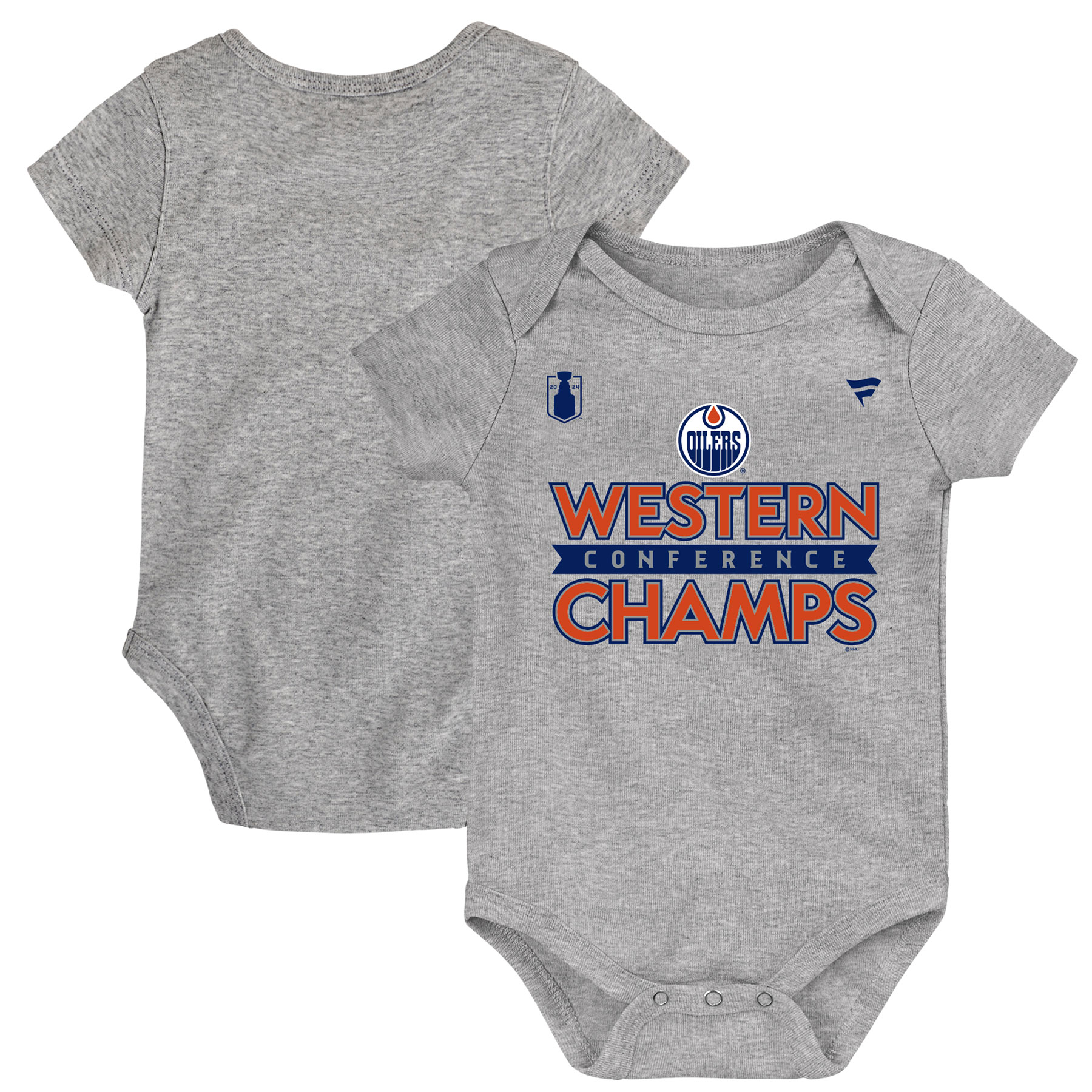 Infant Fanatics Heather Gray Edmonton Oilers 2024 Western Conference Champions Locker Room Bodysuit - Image 2