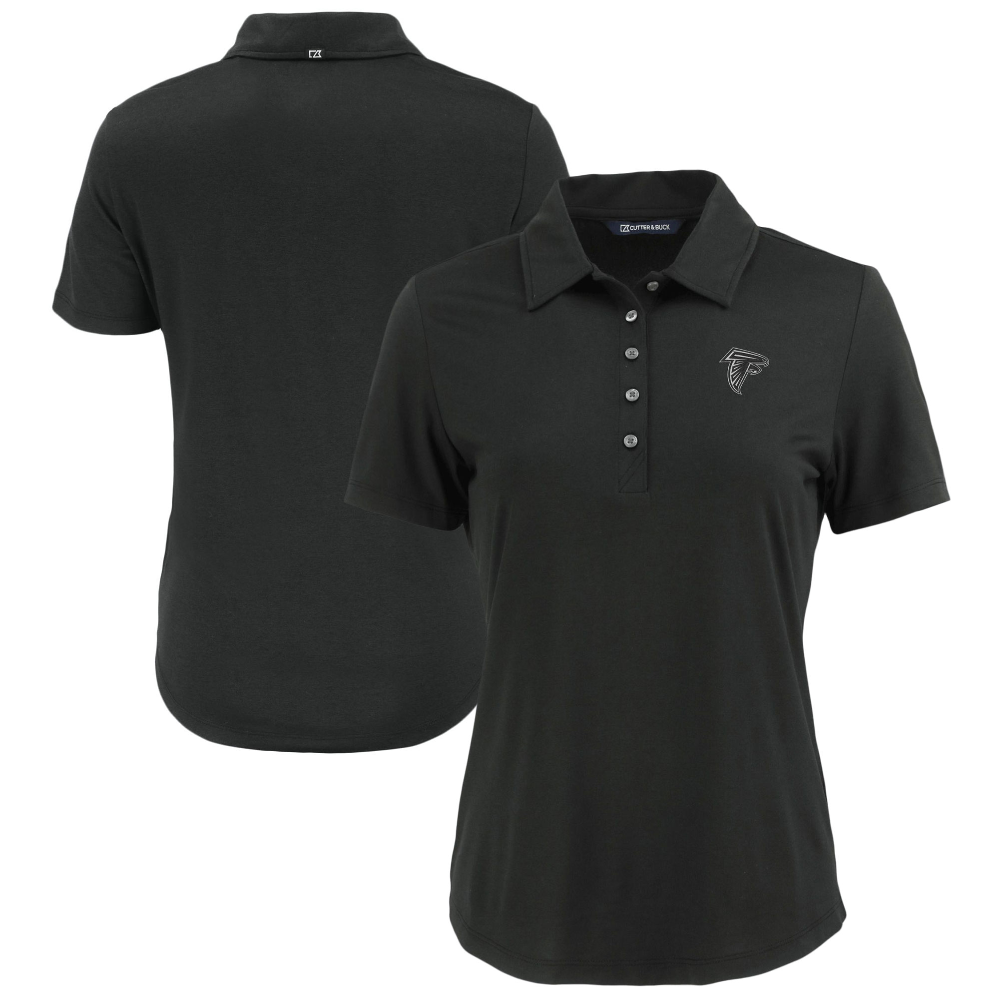 Women's Cutter & Buck Black Atlanta Falcons Coastline Epic Comfort Eco Recycled Polo