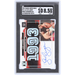 Lex Luger WWE Autographed 2023 Panini Impeccable Summerslam '93 #SS-LLG #50/93 SGC Authenticated 8.5/10 Card