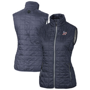 Women's Cutter & Buck Anthracite Oakland Athletics Americana Rainier PrimaLoft Eco Insulated Full-Zip Puffer Vest