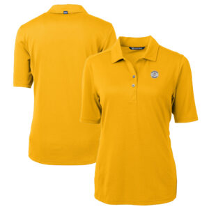 Women's Cutter & Buck Gold Milwaukee Brewers Cooperstown Collection DryTec Virtue Eco Pique Recycled Polo
