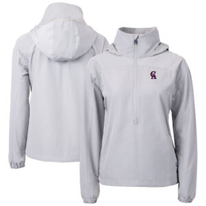 Women's Cutter & Buck Gray California Angels Cooperstown Collection Charter Eco Recycled Half-Zip Anorak Jacket