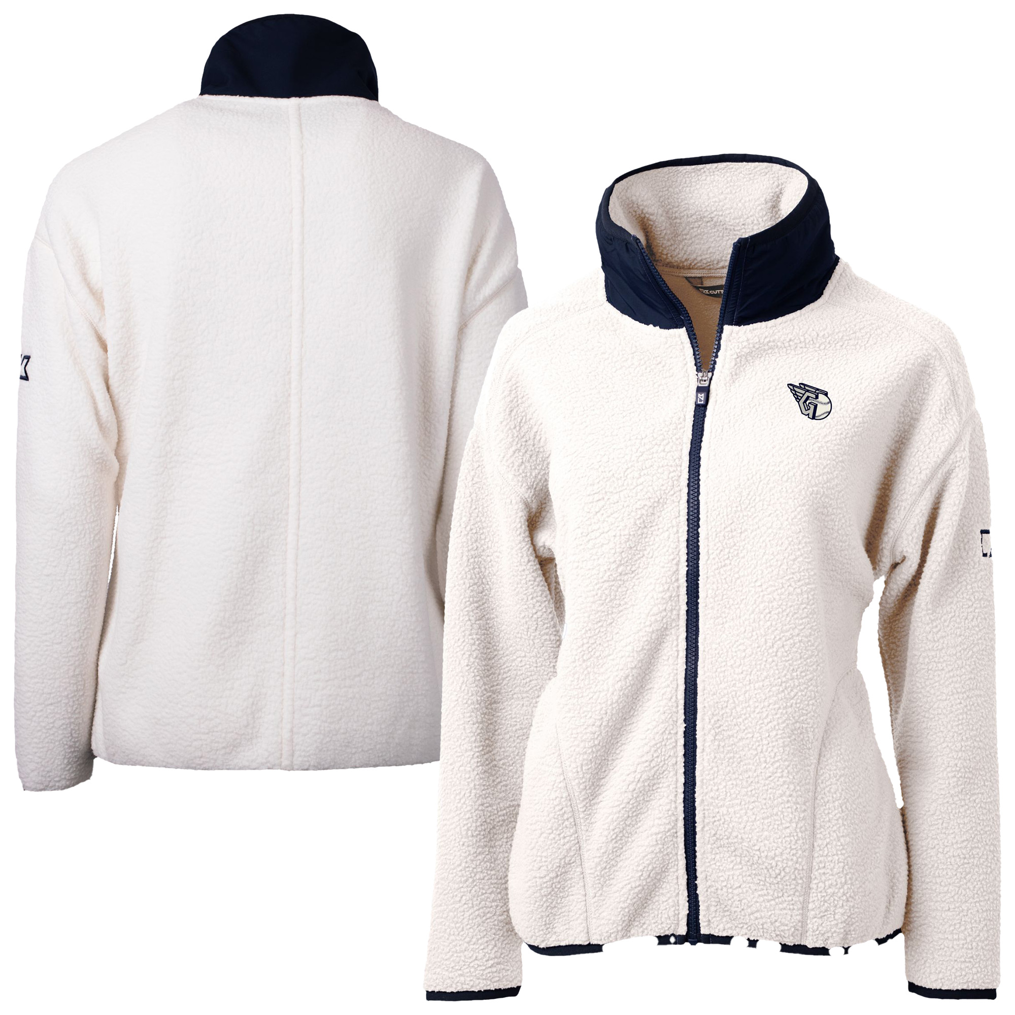Women's Cutter & Buck White Cleveland Guardians Cascade Eco Sherpa Fleece Full-Zip Jacket - Image 7