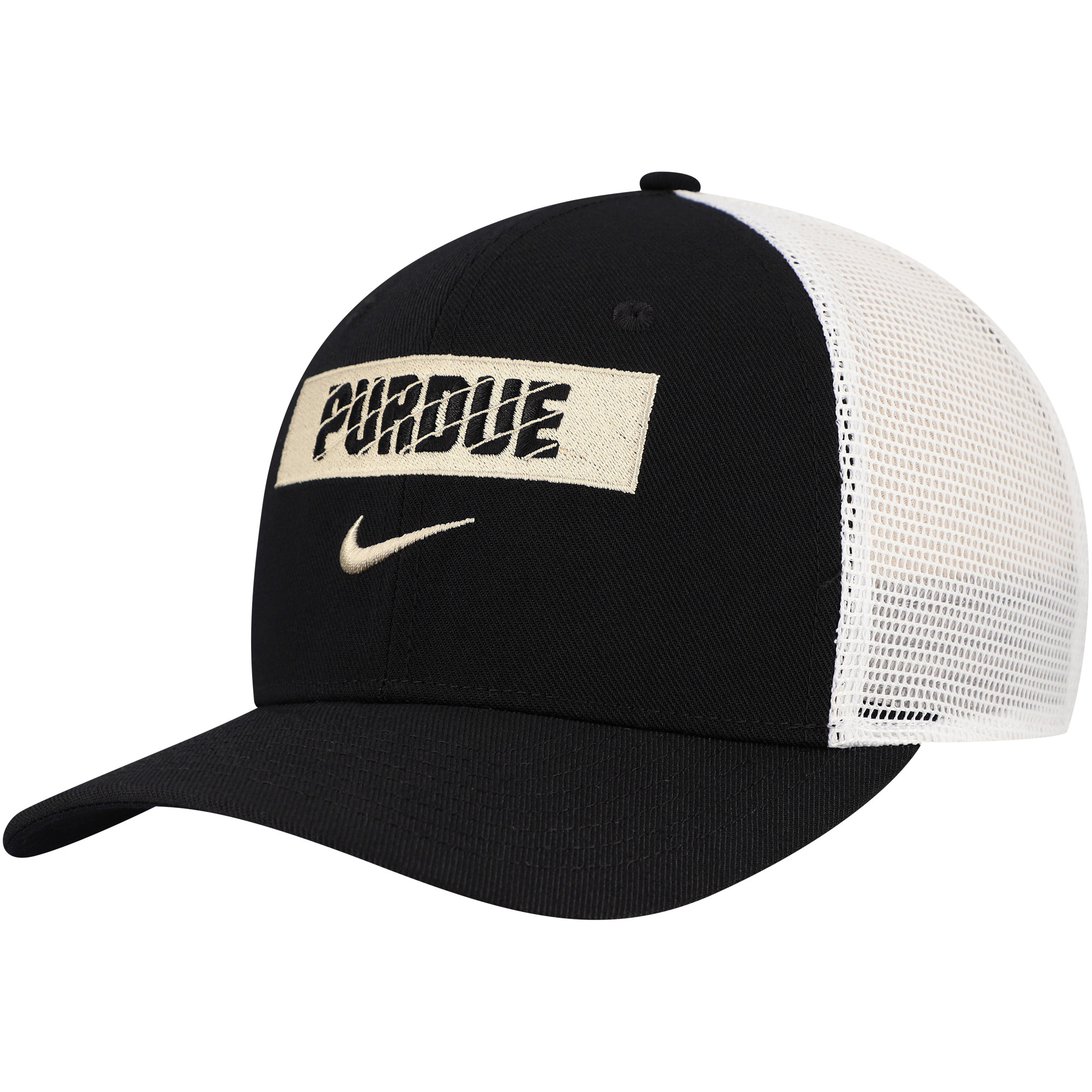Men's Nike Black Purdue Boilermakers 2024/25 Sideline Rise Trucker Adjustable Hat - Image 2