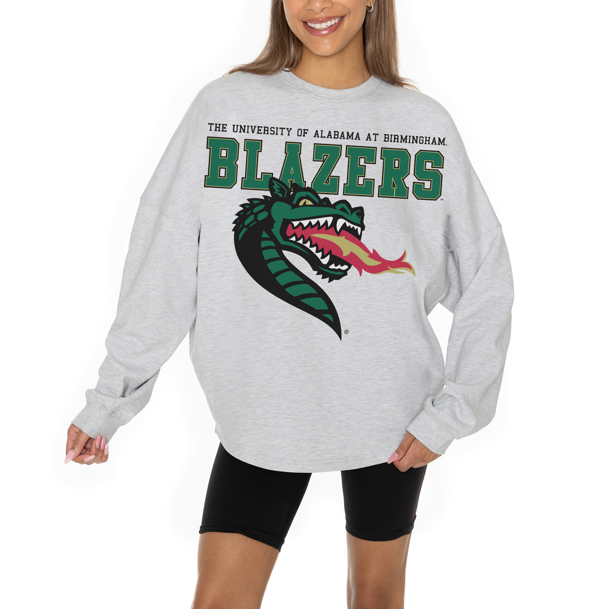 Women's Established & Co. Ash Alabama Crimson Tide Logo Pullover Sweatshirt - Image 4