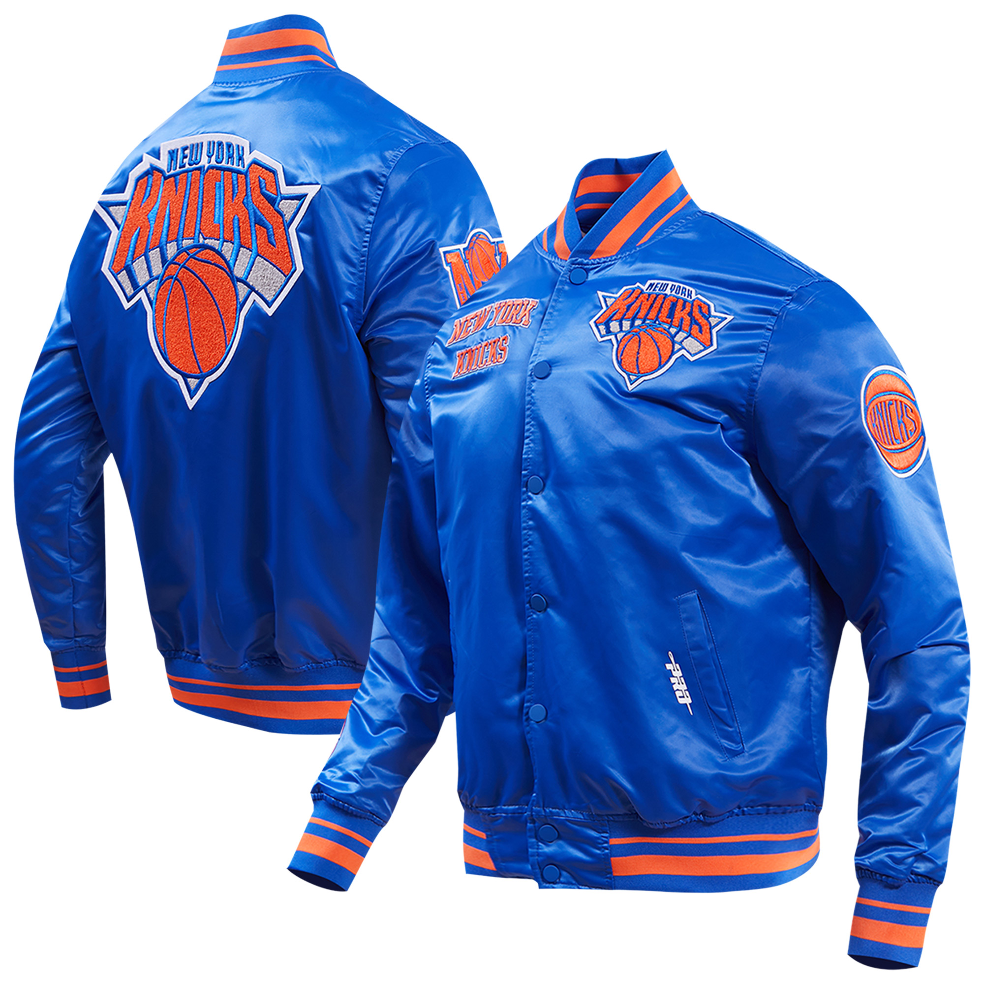 Men's Pro Standard Blue New York Knicks Retro Classic Satin Full-Snap Jacket - Image 2