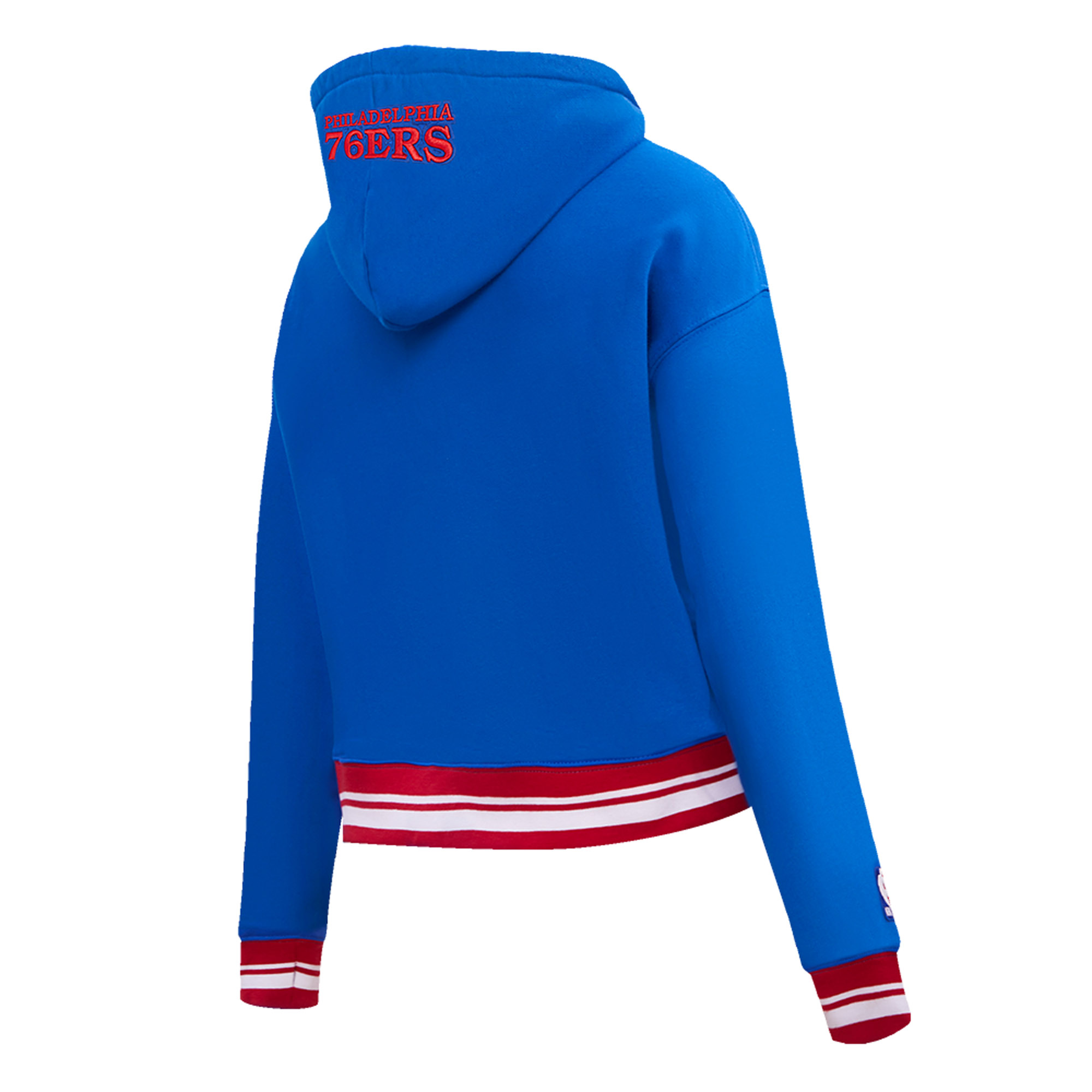 Women's Pro Standard Royal Philadelphia 76ers Script Tail Cropped Pullover Hoodie - Image 4
