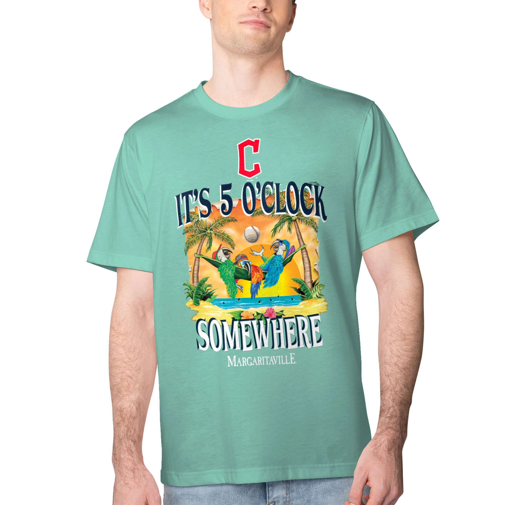 Men's Margaritaville Mint Cleveland Guardians Five O'Clock Graphic T-Shirt