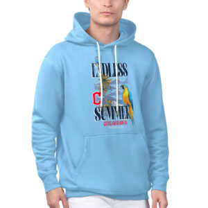 Men's Margaritaville Light Blue Cleveland Guardians Endless Summer Parrot Graphic Pullover Hoodie
