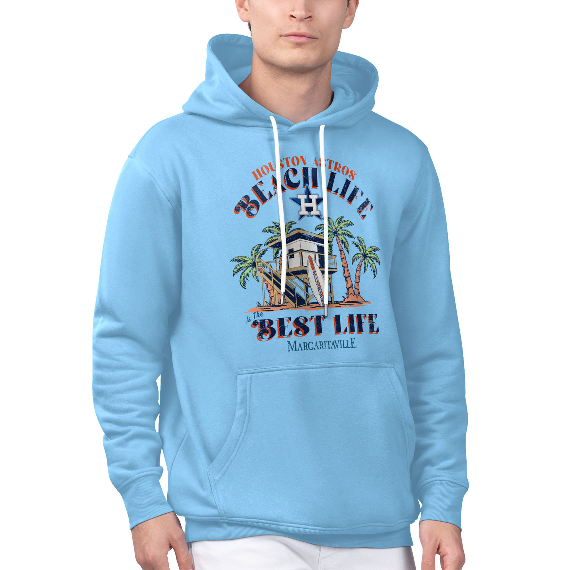 Men's Margaritaville Light Blue Houston Astros Beach Hut Graphic Pullover Hoodie