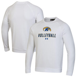 Men's Under Armour White Kent State Golden Flashes Volleyball Rival Fleece Raglan Pullover Sweatshirt