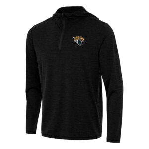 Men's Antigua Heather Black Jacksonville Jaguars  Tidy Quarter-Zip Pullover Hoodie