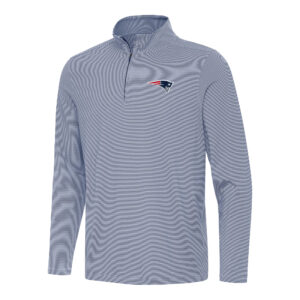 Men's Antigua  Navy/White New England Patriots Twine Quarter-Zip Jacket