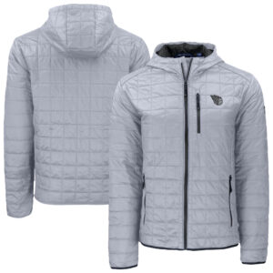 Men's Cutter & Buck Gray Cleveland Guardians Rainier Eco Primaloft Full-Zip Hoodie Jacket
