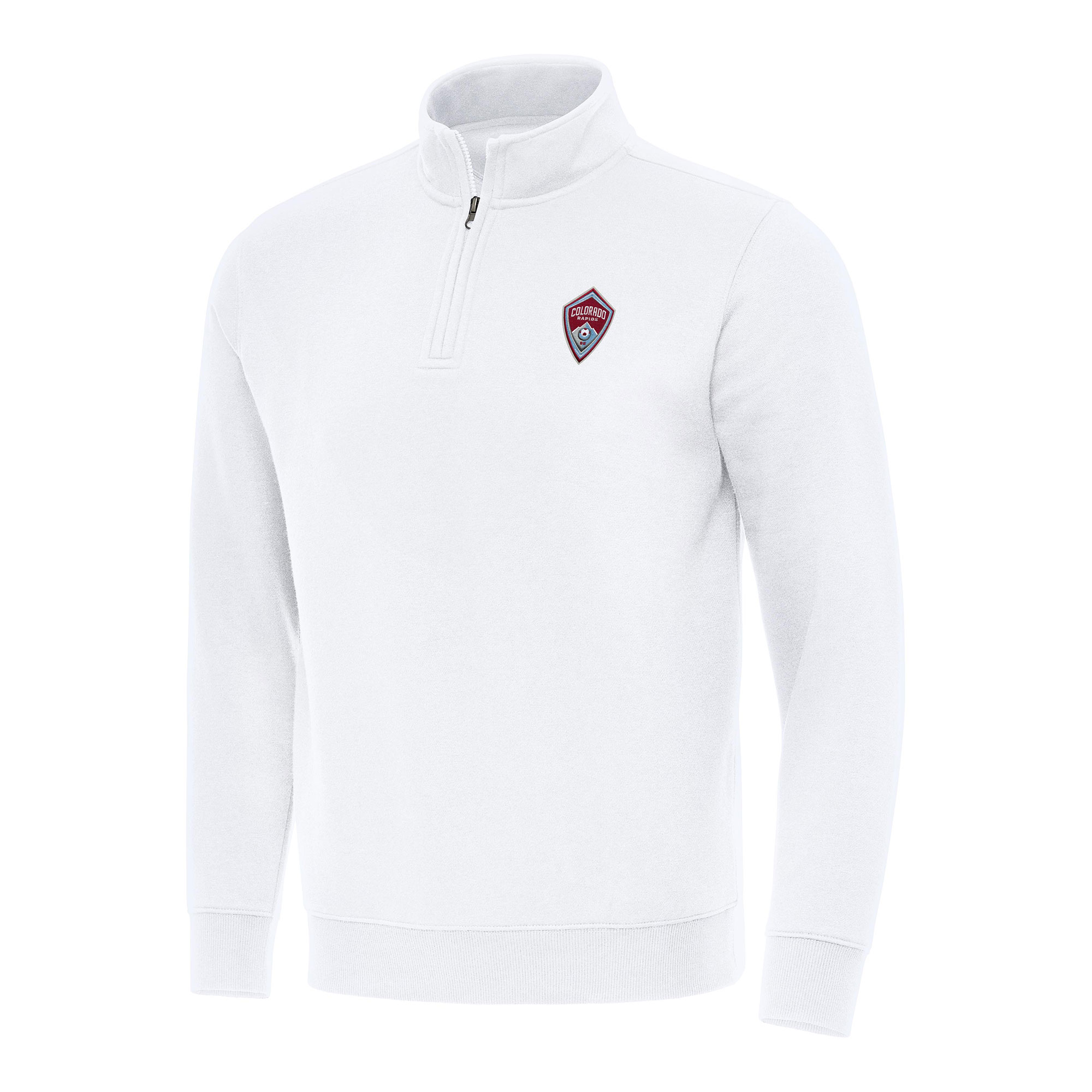 Men's Antigua White Colorado Rapids Victory Quarter-Zip Jacket
