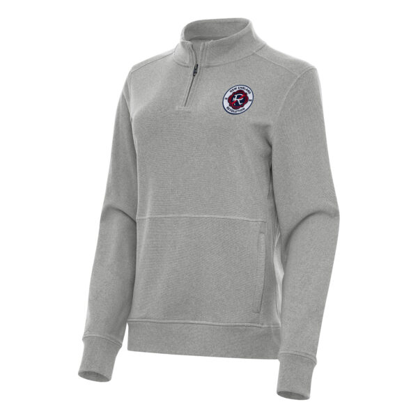 Women's Antigua Heather Gray New England Revolution Crush Quarter-Zip Top
